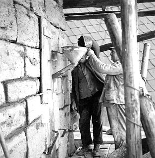 Sanierungsarbeiten am Oberkirchturm 1936